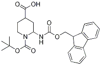 1-(tert-Butoxycarbonyl)-2-{[(9H-fluoren-9-yl)methoxycarbonyl]amino}piperidine-4-carboxylic acid Structure