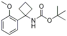 tert-Butyl [1-(2-methoxyphenyl)cyclobut-1-yl]carbamate, 2-{1-[(tert-Butoxycarbonyl)amino]cyclobut-1-yl}anisole 구조식 이미지