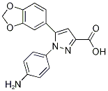 1-(4-Aminophenyl)-5-(1,3-benzodioxol-5-yl)-1H-pyrazole-3-carboxylic acid 구조식 이미지