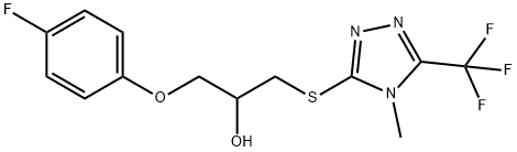 1-(4-Fluorophenoxy)-3-{[4-methyl-5-(trifluoromethyl)-4H-1,2,4-triazol-3-yl]thio}propan-2-ol 구조식 이미지