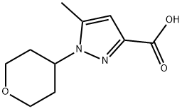 5-Methyl-1-(tetrahydro-2H-pyran-4-yl)-1H-pyrazole-3-carboxylic acid Structure