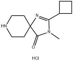 2-Cyclobutyl-3-methyl-1,3,8-triazaspiro[4.5]dec-1-en-4-one hydrochloride 구조식 이미지