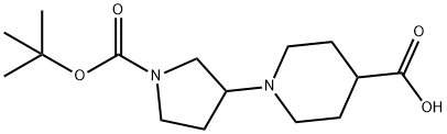 1-[1-(tert-Butoxycarbonyl)pyrrolidin-3-yl]piperidine-4-carboxylic acid 구조식 이미지