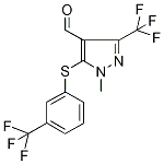 1-Methyl-3-(trifluoromethyl)-5-[3-(trifluoromethyl)phenylthio]-1H-pyrazole-4-carboxaldehyde 97% 구조식 이미지