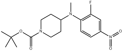 tert-부틸4-[(2-플루오로-4-니트로페닐)(메틸)아미노]피페리딘-1-카르복실레이트 구조식 이미지