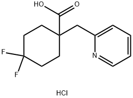 4,4-Difluoro-1-(pyridin-2-ylmethyl)cyclohexane-1-carboxylic acid hydrochloride 구조식 이미지