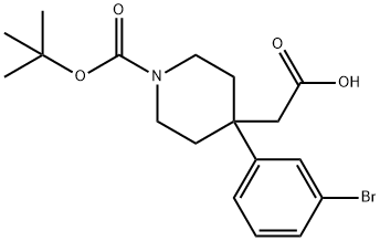 2-[4-(3-Bromophenyl)-1-(tert-butoxycarbonyl)piperidin-4-yl]acetic acid 구조식 이미지