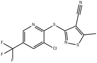 3-{[3-Chloro-5-(trifluoromethyl)pyridin-2-yl]thio}-4-cyano-5-methylisothiazole 97% 구조식 이미지