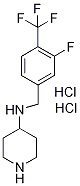 N-[3-Fluoro-4-(trifluoromethyl)benzyl]piperidin-4-amine dihydrochloride, 3-Fluoro-N-(piperidin-4-yl)-4-(trifluoromethyl)benzylamine dihydrochloride, 2-Fluoro-4-{[(piperidin-4-yl)amino]methyl}benzotrifluoride dihydrochloride 구조식 이미지