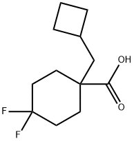 1-(Cyclobutylmethyl)-4,4-difluorocyclohexane-1-carboxylic acid 구조식 이미지