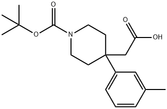 2-[1-(tert-Butoxycarbonyl)-4-m-tolylpiperidin-4-yl]acetic acid 구조식 이미지