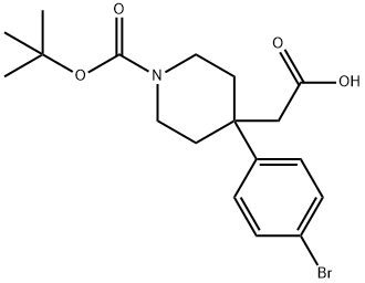 2-[4-(4-Bromophenyl)-1-(tert-butoxycarbonyl)piperidin-4-yl]acetic acid 구조식 이미지