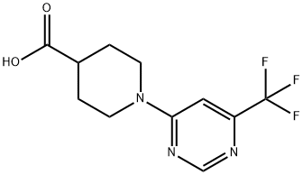 1-[6-(Trifluoromethyl)pyrimidin-4-yl]piperidine-4-carboxylic acid 구조식 이미지