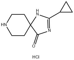 2-Cyclopropyl-1,3,8-triazaspiro[4.5]dec-1-en-4-one hydrochloride 구조식 이미지