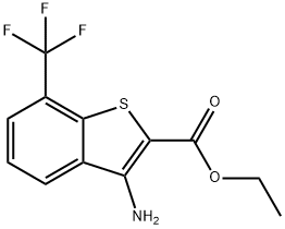 Ethyl 3-amino-7-(trifluoromethyl)-1-benzothiophene-2-carboxylate, 3-Amino-2-(ethoxycarbonyl)-7-(trifluoromethyl)-1-benzothiophene Structure