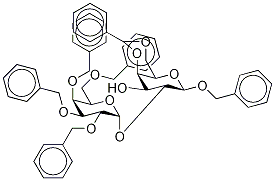 Benzyl 4,6-O-Benzylidene-2-O-(2,3,4,6-tetra-O-benzyl-α-D-galactopyranosyl)-D-galactopyranoside 구조식 이미지