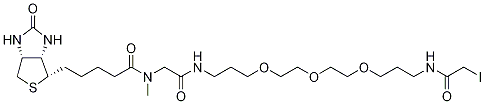 N’-(13-Iodoacetamido-4,7,10-trioxatridecanyl)-N-methyl-N-biotinylglycinamide Structure