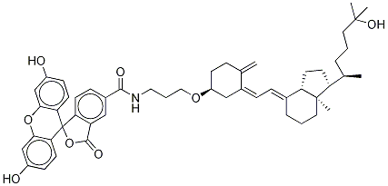 25-Hydroxy Vitamin D3 3,3'-(Carboxyfluorescein)aminopropyl Ether Structure