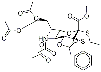 5-(Acetylamino)-5-deoxy-3-S-phenyl-2-S-ethyl-2,3-dithio-D-erythro-α-L-gluco-2-nonulopyranosonic Acid Methyl Ester 2,4,7,8,9-Pentaacetate Structure