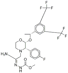 2-(R)-[1-(R)-(3,5-Bis(trifluoromethyl)phenyl)ethoxy]-3-(S)-fluorophenyl-4-[(2-N-methoxycarbonyl)acetamidrazono]morpholine-13C2,D2 구조식 이미지