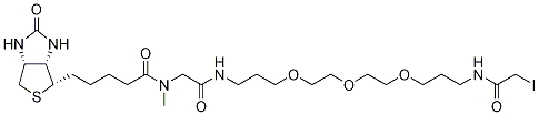 N’-(13-Iodoacetamido-4,7,10-trioxatridecanyl-2,2’,3,3’,11,11’,12,12’-d8)-N-methyl-N-biotinylglycinamide Structure