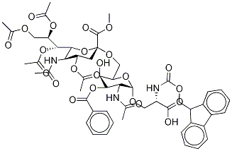 N-Fmoc-4’,7’,8’,9’-tetra-O-acetyl-3-O-benzoyl STn Epitope Methyl Ester 구조식 이미지