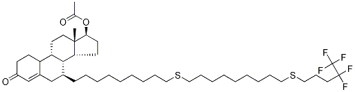 7β-[9-[[9-[(4,4,5,5,5-Pentafluoropentyl)sulfenyl]nonyl]sulfenyl]nonyl]estra-4-ene-3,17β-diol 17-Acetate Structure