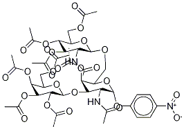 p-Nitrophenyl 2-Acetamido-4-O-acetyl-6-O-(2-acetamido-3,4,6-tri-O-acetyl-2-deoxy-β-D-glucopyranosyl)-2-deoxy-3-O-(2,3,4,6-tetra-O-acetyl-β-D-galactopyranosyl)-α- D-galactopyranoside

 구조식 이미지