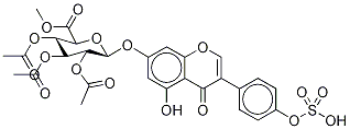 Genistein 7-(Tri-O-acetyl-β-D-glucuronic Acid Methyl Ester) 4'-Sulfate Structure