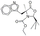 (2S,4S)-2-(tert-Butyl)-3-(ethoxycarbonyl)-4-(indol-3-yl-methyl]-4-methyl-1,3-oxazolidin-5-one Structure