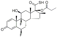 6α,9α-Difluoro-11β-hydroxy-16α-methyl-3-oxo-17α-(3,3,3-d3-propionyloxy)-androsta-1,4-diene-17β-carbothioic Acid 구조식 이미지