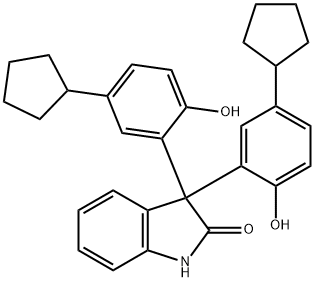 3,3-bis(5-cyclopentyl-2-hydroxyphenyl)indolin-2-one Structure