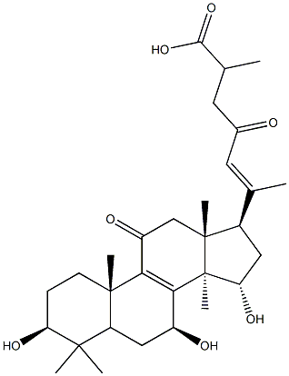 (20E)-3β,7β,15α-Trihydroxy-11,23-dioxo-5α-lanosta-8,20(22)-dien-26-oic acid Structure