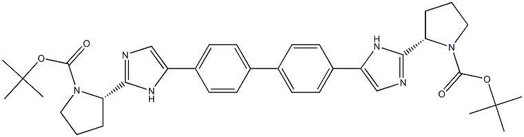 1-Pyrrolidinecarboxylic acid, 2,2'-([1,1'-biphenyl]-4,4'-diyldi-1H-iMidazole-5,2-diyl)bis-, 1,1'-bis(1,1-diMethylethyl) ester, (2S,2'S)- Structure