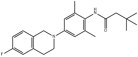 N-[4-(6-Fluoro-3,4-dihydro-2(1H)-isoquinolinyl)-2,6-dimethylphenyl]-3,3-dimethylbutanamide 구조식 이미지