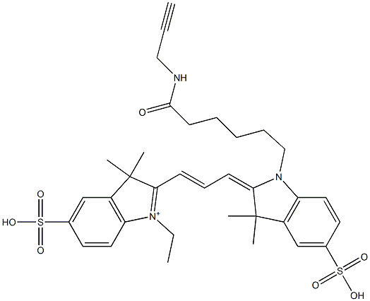 3H-IndoliuM, 2-[3-[1,3-dihydro-3,3-diMethyl-1-[6-oxo-6-(2-propyn-1-ylaMino)hexyl]-5-sulfo-2H-indol-2-ylidene]-1-propen-1-yl]-1-ethyl-3,3-diMethyl-5-sulfo- 구조식 이미지