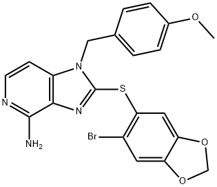 1H-IMidazo[4,5-c]pyridin-4-aMine, 2-[(6-broMo-1,3-benzodioxol-5-yl)thio]-1-[(4-Methoxyphenyl)Methyl] Structure