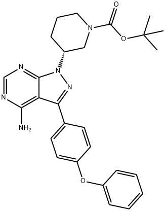 (R)-tert-Butyl 3-(4-amino-3-(4-phenoxyphenyl)-1H-pyrazolo[3,4-d]pyrimidin-1-yl)piperidine-1-carboxylate Structure