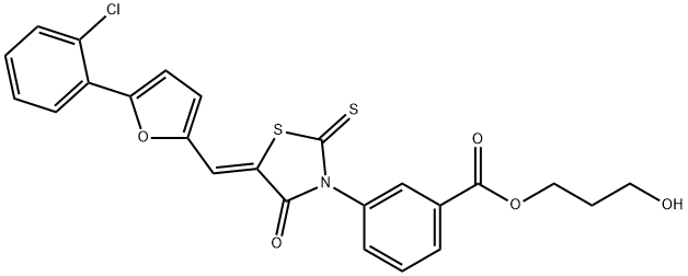 (Z)-3-hydroxypropyl 3-(5-((5-(2-chlorophenyl)furan-2-yl)Methylene)-4-oxo-2-thioxothiazolidin-3-yl)benzoate 구조식 이미지
