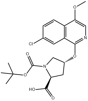 1,2-Pyrrolidinedicarboxylic acid, 4-[(7-chloro-4-Methoxy-1-isoquinolinyl)oxy]-, 1-(1,1-diMethylethyl) ester, (2S,4R)- Structure