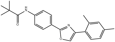 N-(4-(4-(2,4-디메틸페닐)옥사졸-2-일)페닐)피발라미드 구조식 이미지