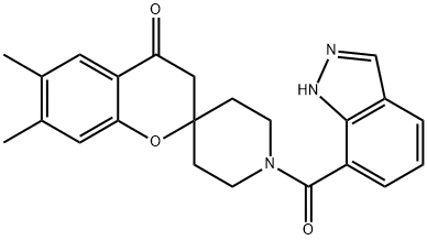 Spiro[2H-1-benzopyran-2,4'-piperidin]-4(3H)-one, 1'-(1H-indazol-7-ylcarbonyl)-6,7-diMethyl- 구조식 이미지