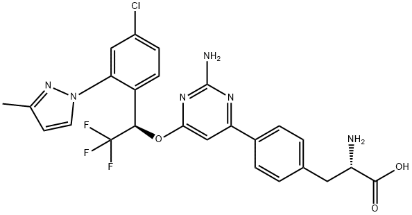 1033805-28-5 (2S)-2-aMino-3-[4-[2-aMino-6-[(1R)-1-[4-chloro-2-(3-Methylpyrazol-1-yl)phenyl]-2,2,2-trifluoroethoxy]pyriMidin-4-yl]phenyl]propanoic acid,    Telotristat