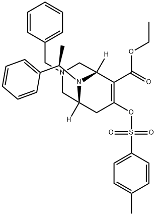 ethyl 3-benzyl-9-((S)-1-phenylethyl)-7-(tosyloxy)-3,9-diazabicyclo[3.3.1]non-6-ene-6-carboxylate Structure