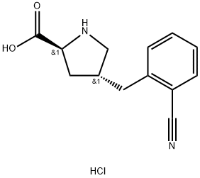 (2S,4R)-4-(2-cyanobenzyl)pyrrolidine-2-carboxylic acid hydrochloride 구조식 이미지