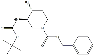 (3R,4R)-BENZYL 3-(TERT-BUTOXYCARBONYLAMINO)-4-HYDROXYPIPERIDINE-1-CARBOXYLATE 구조식 이미지