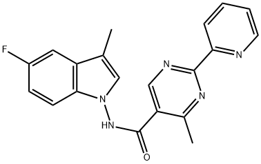 5-PyriMidinecarboxaMide, N-(5-fluoro-3-Methyl-1H-indol-1-yl)-4-Methyl-2-(2-pyridinyl)- Structure
