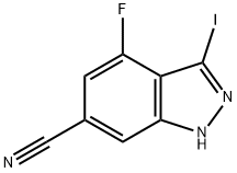 6-시아노-4-플루오로-3-요오도(1H)인다졸 구조식 이미지