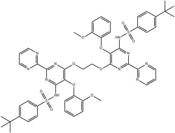 BenzenesulfonaMide, N,N'-[1,2-ethanediylbis[oxy[5-(2-Methoxyphenoxy)[2,2'-bipyriMidine]-6,4-diyl]]]bis[4-(1,1-diMethylethyl)- 구조식 이미지