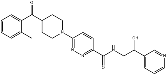N-(2-hydroxy-2-(pyridin-3-yl)ethyl)-6-(4-(2-Methylbenzoyl)piperidin-1-yl)pyridazine-3-carboxaMide 구조식 이미지